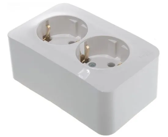 Розетка 2-ая с/з без шторок 16А, 250В, изолир. пластина SE Blanca наруж Бел (BLNRA010211), фото 3