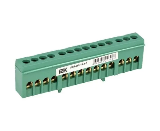 Шина PE "земля" в корп. изоляции на DIN-рейку ШНИ-6х9-14-К-З Iek (YNN10-69-14KD-K06)