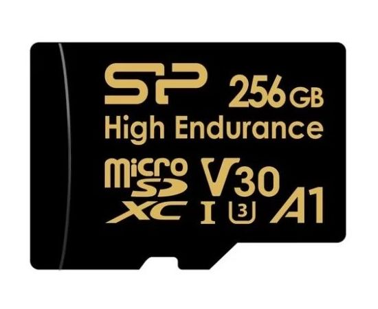 Карта памяти MicroSDXC 256Gb Class 10 UHS-I U3 High Endurance без адаптера (Silicon Power, Golden) (SP256GBSTXDV3V1H)