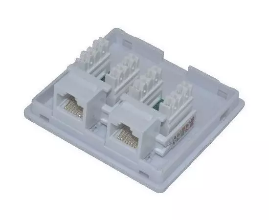 Розетка настенная 2xRJ-45 (8P8C) Cat. 5e UTP, двойная (NEOMAX) (NM-SMB-KJ45-U5E-2PD-102-WH), фото 2