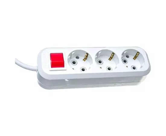 Удлинитель с выключателем 2 м. (3 розетки с заземлением, Makel MGP212) белый, фото 3