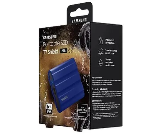 Внешний накопитель SSD USB Type-C 2Tb Samsung T7 Shield Blue (MU-PE2T0R/WW), фото 2