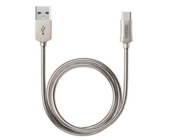 Кабель USB2.0 AM -> Type-C, 1.2m (Deppa) стальной (72274)