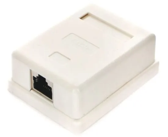 Розетка настенная 1xRJ-45 (8P8C) Cat. 5e FTP/STP, одинарная, экранированная (5bites) (NAS-212)