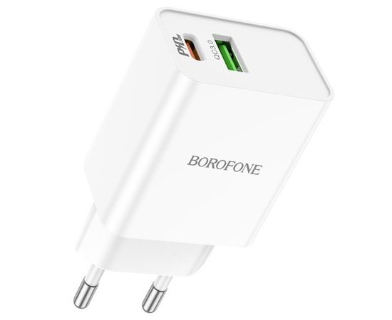 Зарядное устройство Borofone BA69A Resource, USB A+C, PD (20W), QC3.0 (18W), белый (6974443387865)