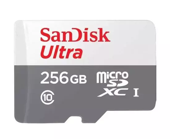 Карта памяти MicroSDXC 256Gb Class 10 UHS-I U1 A1 без адаптера (Sandisk, Ultra) (SDSQUNR-256G-GN3MN)