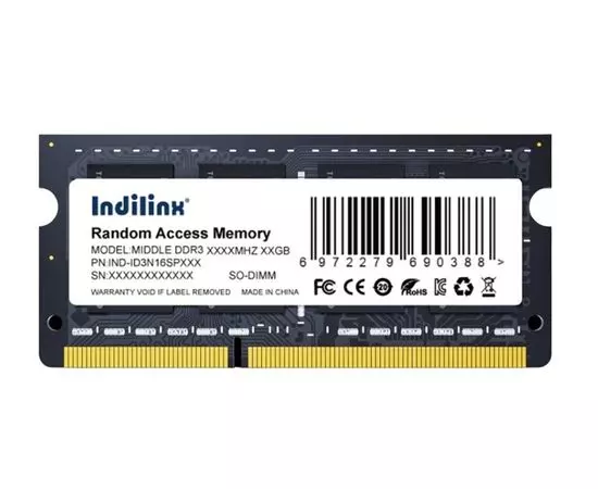 Оперативная память для ноутбука 4Gb DDR3-1600MHz (Indilinx) (IND-ID3N16SP04X)