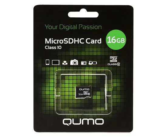 Карта памяти MicroSDHC 16Gb Class 10 без адаптера (Qumo) (QM16GMICSDHC10NA)