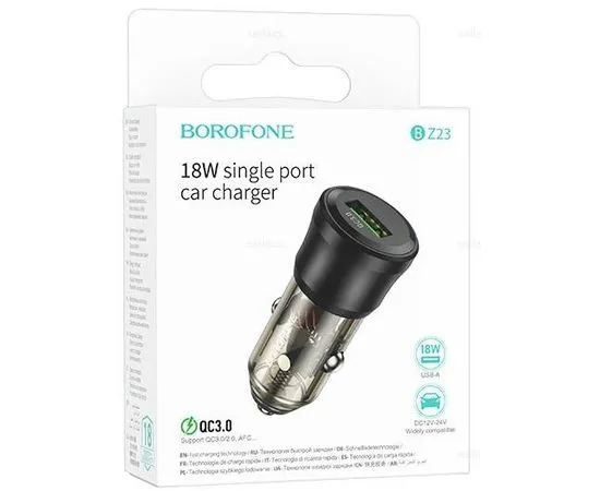 Автомобильное зарядное устройство Borofone BZ23 Noble, USB A, QC3.0 (18W), черный (6941991106903), фото 2