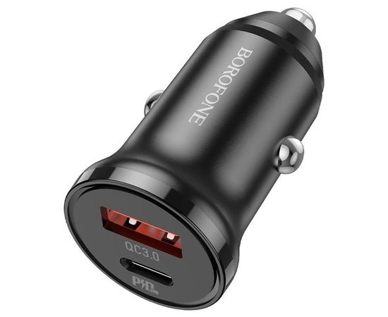 Автомобильное зарядное устройство Borofone BZ18A, USB A+С, QC3.0, PD (20W), черный (6974443384888)