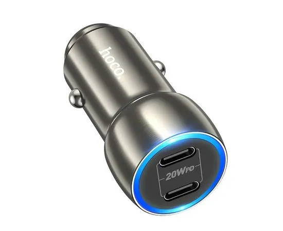 Автомобильное зарядное устройство HOCO Z48 Tough, USB C+C, QC3.0, PD(20W), серый (6931474794994), Цвет: Серый, фото 2