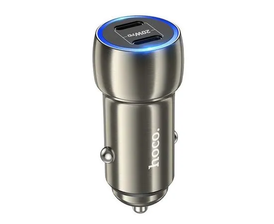 Автомобильное зарядное устройство HOCO Z48 Tough, USB C+C, QC3.0, PD(20W), серый (6931474794994), Цвет: Серый