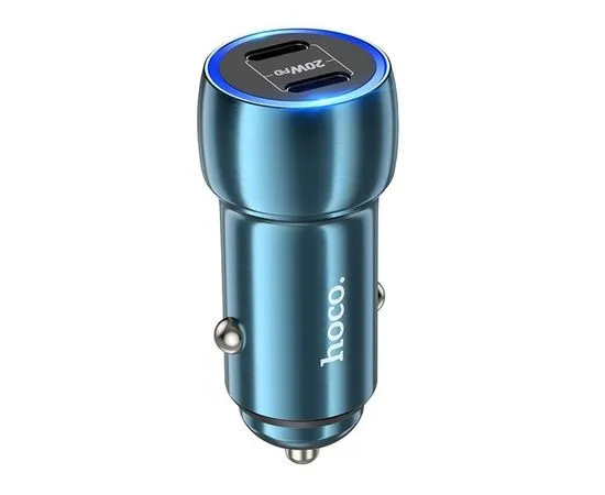 Автомобильное зарядное устройство HOCO Z48 Tough, USB C+C, QC3.0, PD(20W), синий (6931474795007), Цвет: Синий