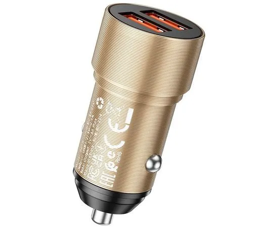 Автомобильное зарядное устройство Borofone BZ19B Wisdom, USB A+A, QC3.0 (18W), золотистый (6941991101489)