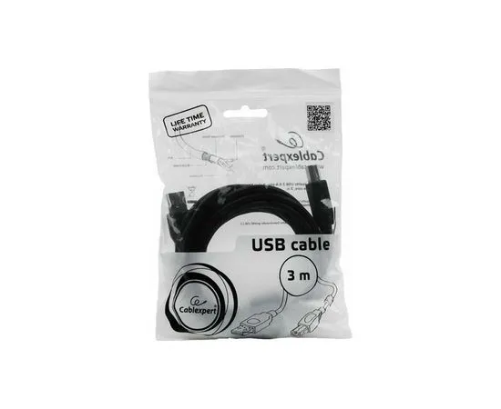 Кабель USB2.0 3m (Gembird) 1 фильтр, черный (CCF-USB2-AMBM-10), фото 3