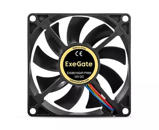 Кулер для корпуса Exegate EX08015S4P-PWM, 80x80x15 мм, подшипник скольжения, 4pin, PWM (EX295235RUS), фото 2