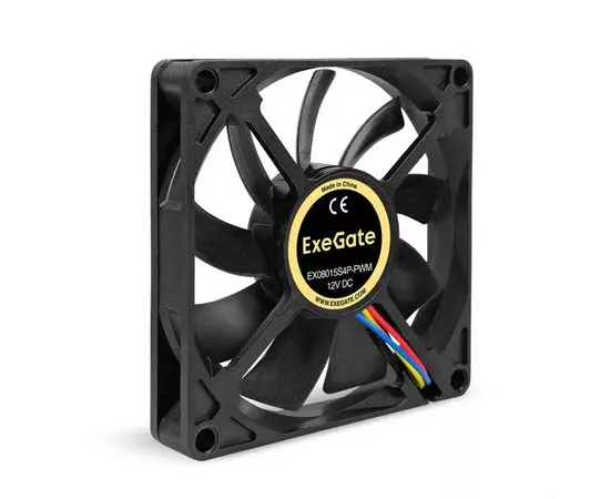 Кулер для корпуса Exegate EX08015S4P-PWM, 80x80x15 мм, подшипник скольжения, 4pin, PWM (EX295235RUS)