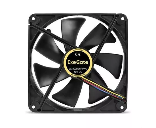 Кулер для корпуса Exegate EX14025S4P-PWM, 140x140x25 мм, подшипник скольжения, 4pin, PWM (EX295248RUS), фото 2