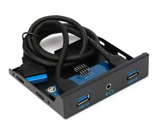 Панель лицевая FP3.5-USB3-2A-HDA в 3.5" отсек корпуса, 2*USB3.0 + 1*HD Audio (Gembird), фото 2