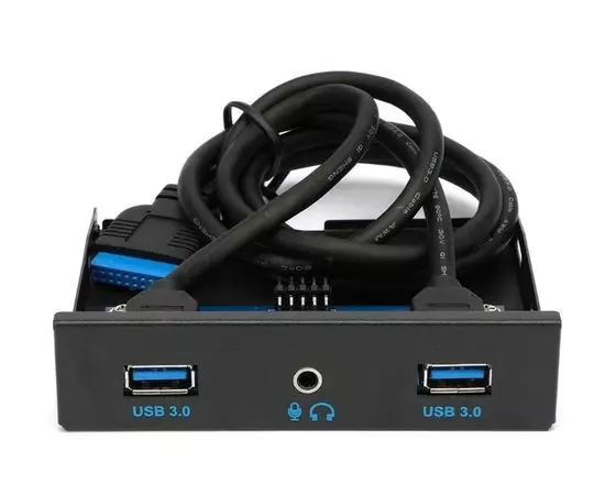 Панель лицевая FP3.5-USB3-2A-HDA в 3.5" отсек корпуса, 2*USB3.0 + 1*HD Audio (Gembird)