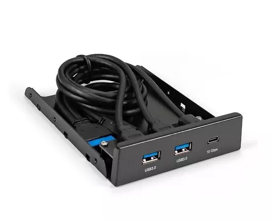 Панель лицевая U3H-616 в 3.5" отсек корпуса, 2*USB3.0 + 1*Type-C (Exegate) (EX295471RUS)