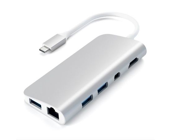 Док-станция для ноутбука Satechi Aluminum Type-C Multimedia Adapter, silver (ST-TCMM8PAS)