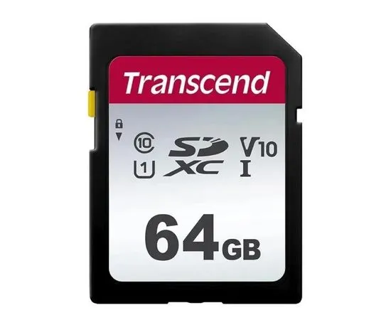 Карта памяти SDXC 64Gb Class 10 UHS-I (Transcend) (TS64GSDC300S)