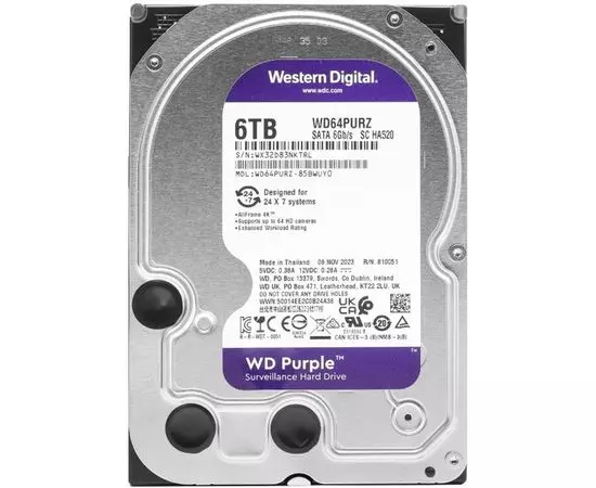 Жесткий диск Western Digital 6Tb Purple (WD64PURZ)