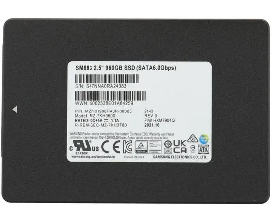 Накопитель SSD 960Gb Samsung SM883 (MZ7KH960HAJR-00005)