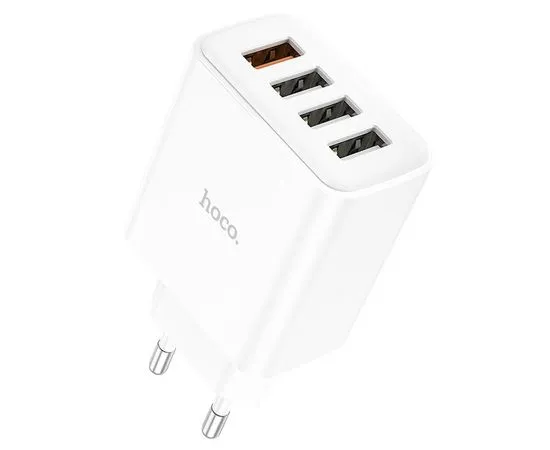 Зарядное устройство HOCO C102A Fuerza, USB A+A+A+A, QC 3.0, белый (6931474777713)