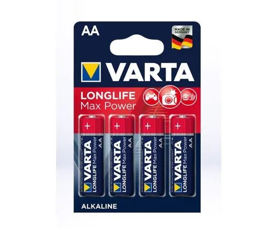 Батарейка (размер AA, LR6) VARTA LONGLIFE MAX POWER - упаковка 4 шт, цена за 4шт (VR LR6/4BL LLMP)