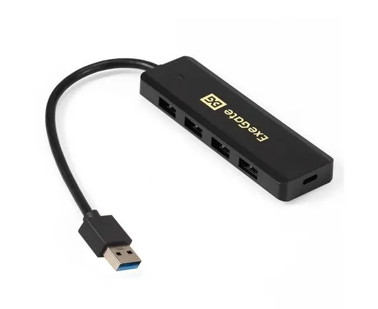 USB-разветвитель (хаб) USB3.0 -> USB3.0, 4 порта, ExeGate DUB-4P/1 черный (EX293980RUS)