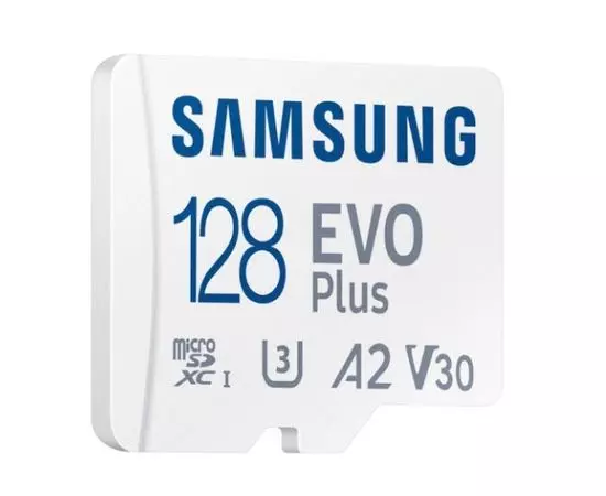 Карта памяти MicroSDXC 128Gb Class 10 UHS-I U3 V30 A2 + адаптер (SAMSUNG EVO PLUS) (MB-MC128SA), фото 2