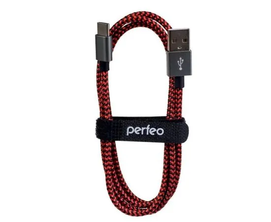 Кабель USB2.0 AM -> Type-C, 1m (PERFEO, U4901) черно-красный