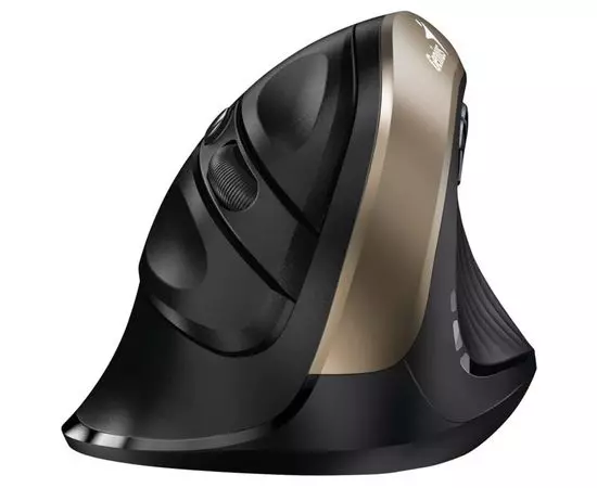 Мышь Genius 8520S, вертикальная, бесшумная, черный/золотистый (31030031400), Цвет: Чёрный/Золотой, фото 2