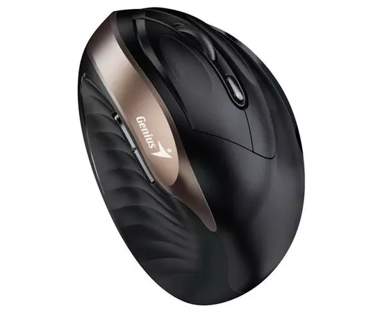 Мышь Genius 8520S, вертикальная, бесшумная, черный/золотистый (31030031400), Цвет: Чёрный/Золотой, фото 3