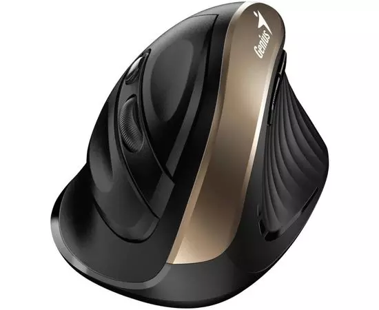 Мышь Genius 8520S, вертикальная, бесшумная, черный/золотистый (31030031400), Цвет: Чёрный/Золотой