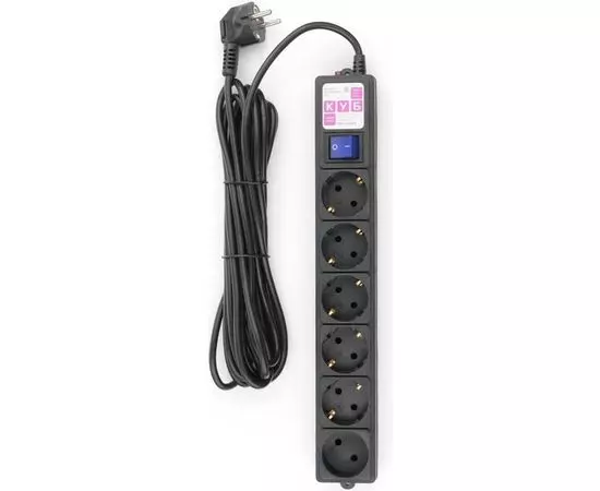 Сетевой фильтр 5 м. (Power Cube, 6 розеток) черный (16А_SPG6-B5M)