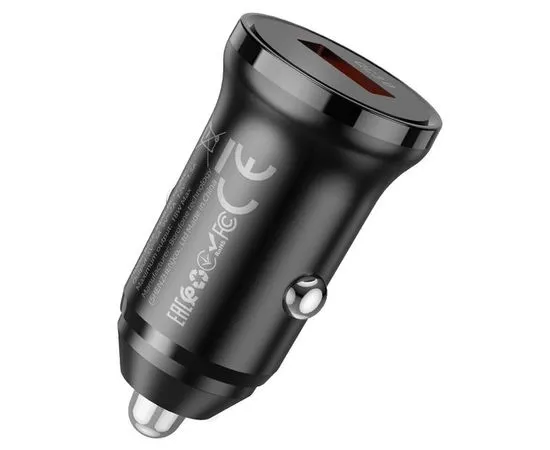 Автомобильное зарядное устройство Borofone BZ18, USB A, QC3.0 (18W), черный + кабель Type-C (6974443384864), фото 3