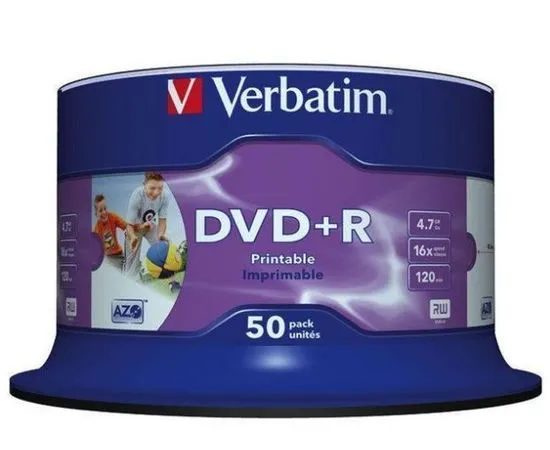 Диск DVD+R Printable 4.7Gb Verbatim 16x Cake 50pcs (43512)