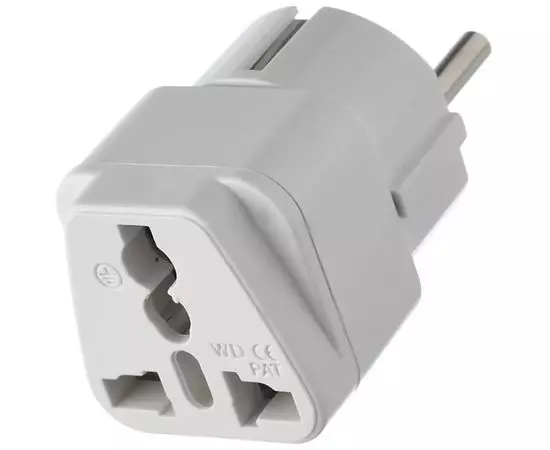 Переходник универсальный UK/US на евро-розетку EU, белый (GoPower) (00-00025058)