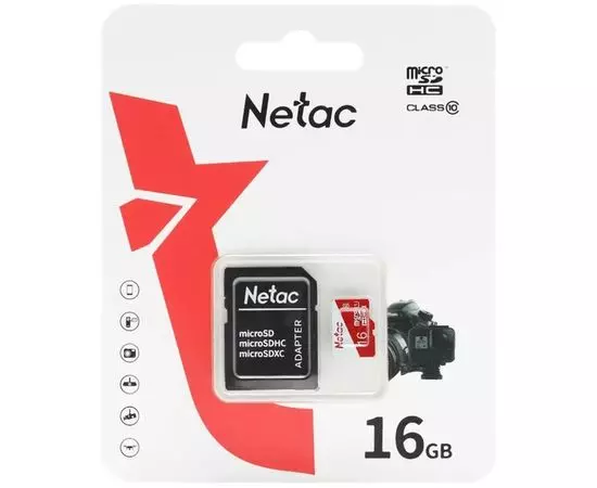 Карта памяти MicroSDHC 16Gb Class 10 UHS-I + адаптер (Netac P500 ECO) (NT02P500ECO-016G-R)