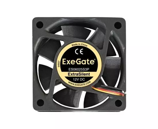 Кулер для корпуса ExeGate ExtraSilent ES06025S3P (60x60x25 мм, подшипник скольжения, 3pin) (EX283370RUS), фото 2