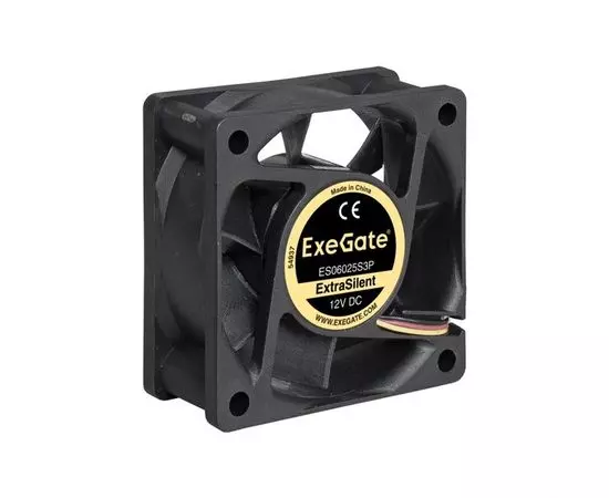 Кулер для корпуса ExeGate ExtraSilent ES06025S3P (60x60x25 мм, подшипник скольжения, 3pin) (EX283370RUS)