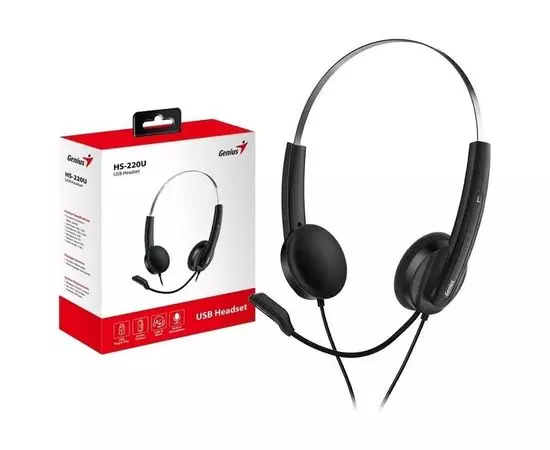 Наушники с микрофоном Genius HS-220U USB черный (31710020402/31710020400), фото 2