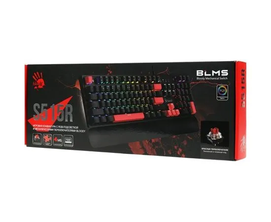 Клавиатура A4 Tech Bloody S515, USB Multimedia Gamer LED, черный (S515R FIRE BLACK), фото 4