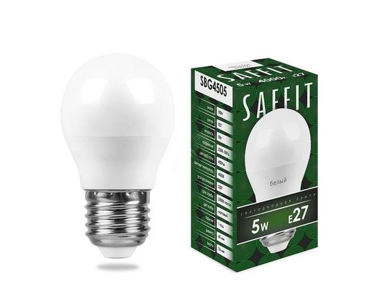 Лампа светодиодная LED 5вт Е27 белый матовый шар