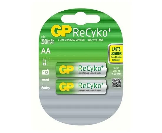 Аккумулятор (размер АА, HR6) GP ReCyko 2050mAh - упаковка 2 шт, цена за 2шт (GP 210HCB-UC2)