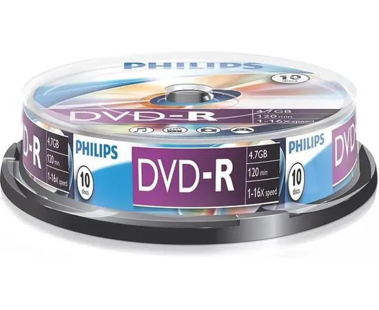 Диск DVD-R 4.7Gb Philips 16x Cake 10pcs (DM4S6B10F/97)