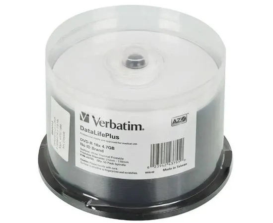 Диск DVD-R Printable 4.7Gb Verbatim 16x Bulk 50pcs (43755)